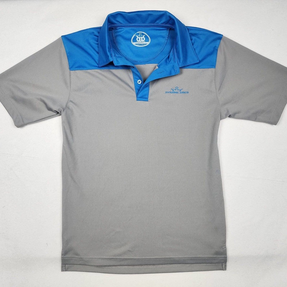 ✅ Dynamic Discs Gray/Blue Polo Shirt Jersey Size Adult Small Disc Golf